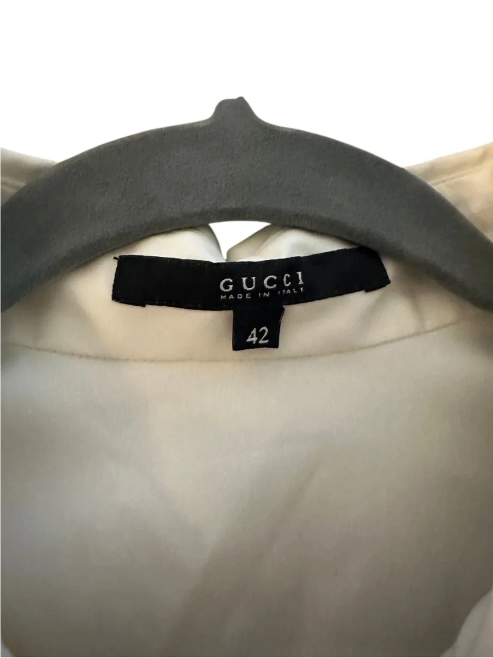 Gucci Men’s Cotton French Cuff Shirt Ivory Size 42 Made in Italy